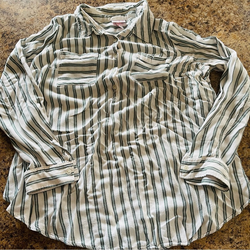 Isabel Maternity Striped Long Sleeve Blouse, Size L